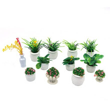 12PCS 1:12 Dollhouse Plant Pots Miniature Green Potted Miniature Ornament Set for Dollhouse DIY