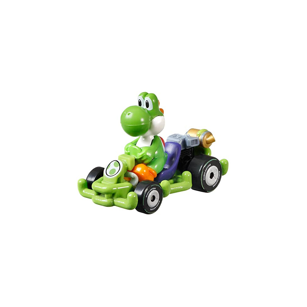 Hot Wheels Hot-Wheels - Mario Kart Figure Yoshi Dinosaur Pipe Frame Kart 1:64