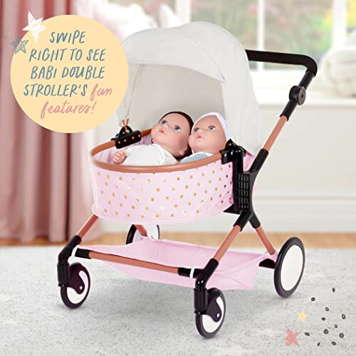 Babi Baby Doll Double Stroller, 14 Inch 2