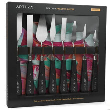 Arteza Palette Knives 8-Pack  Sizes No. 1  25  7  15  39  23  17  21  Durable Stainless Steel Blade & Break-Resistant Wooden Handle  Art Supplies