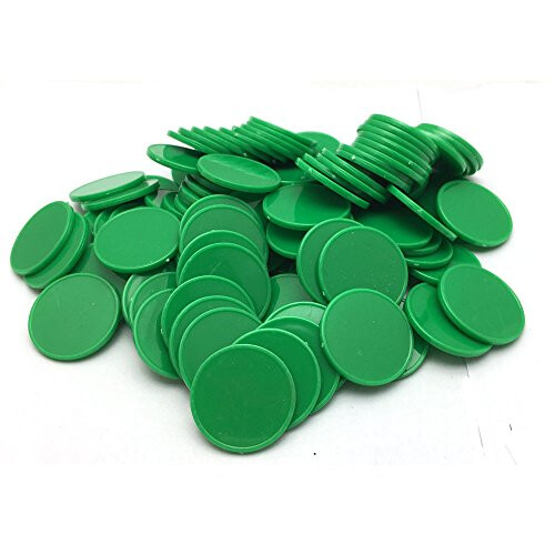 Set of 100 25MM Opaque Plastic Learning Counting Counters Poker Chips with Storage Box (Green)