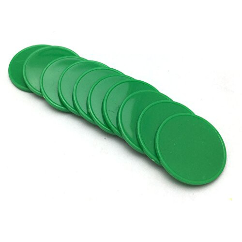 Set of 100 25MM Opaque Plastic Learning Counting Counters Poker Chips with Storage Box (Green) 1