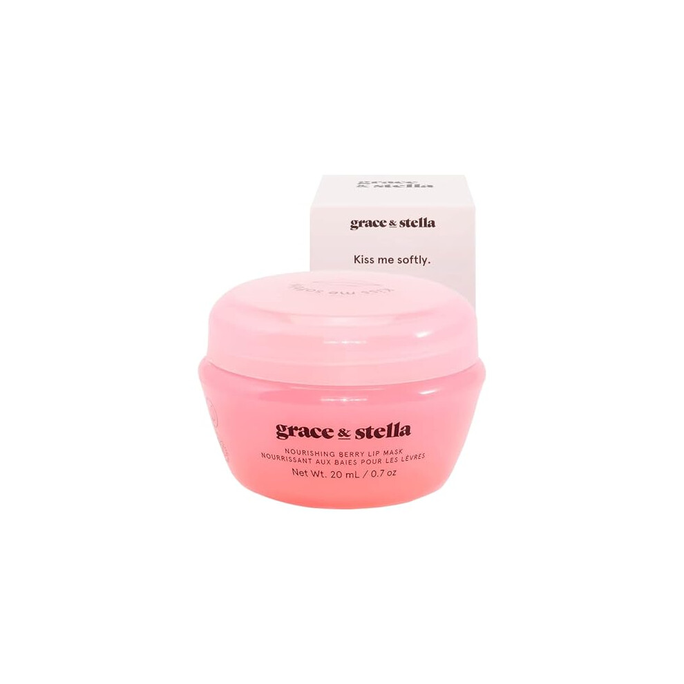 Grace & Stella Kiss Me Softly Nourishing Berry Lip Mask - Lip Moisturizer For Very Dry Lips - Lip Mask Overnight & Lip Treatment & Lip Sleeping Mask - Vegan