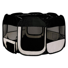 lionto Puppy Run Oxford Fabric Animal Playpen 110 cm Diameter Height 64 cm Black/Beige