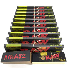 Rigasz Roach Raw Organic Black King Size Slim [10 Pack + 1 Black Tips] Rolling Papers
