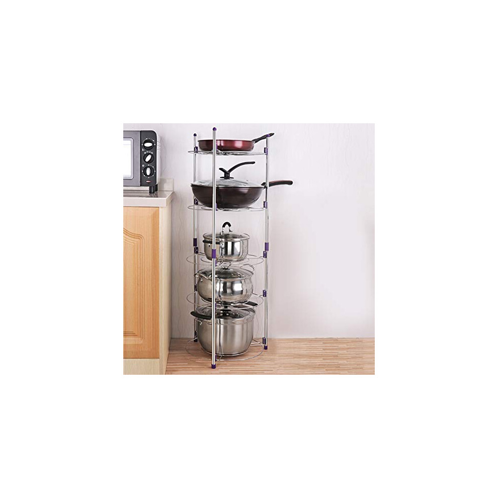 Cocoarm Pot Rack Pan Saucepan Stand 5 Tier Wire Shelving Unit Stand Home Multi-Functional Kitchen Pans Pots Storage Shelf Organizer Holder Standing For Home