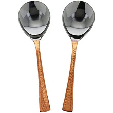 Indian Handmade Stainless Steel & Copper Serving Spoon - Genuine Copper Dinnerware Serving Pieces Set of 2