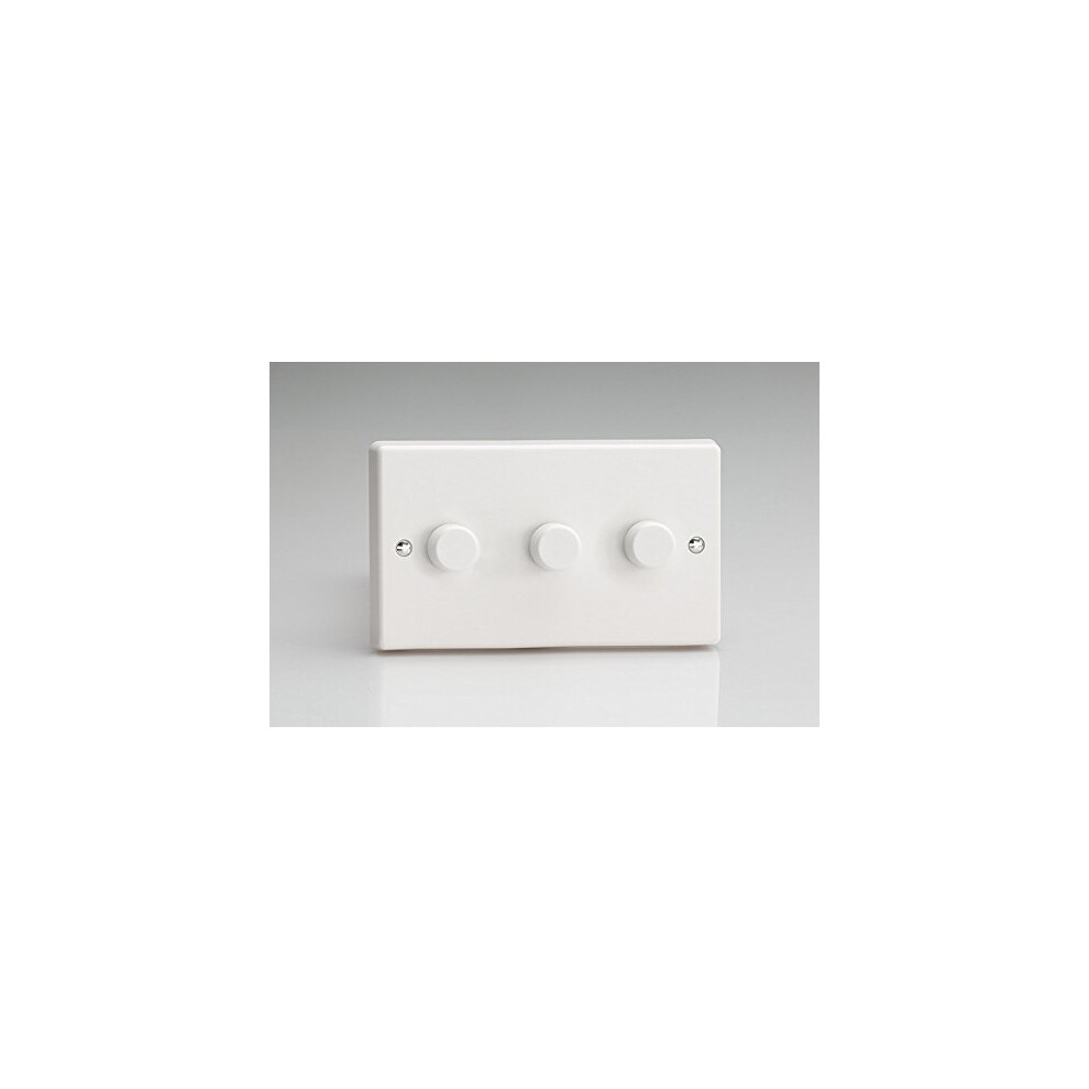 3 Gang 1 Or 2 Way 3X400 Watt Push On/Push Off Standard Dimmer Switch Classic White Plastic - Hq33w 5021575400786