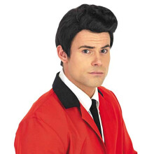 fun shack Peluca Negra de Hombre 50's con Patillas, Peluca de Disfraz de los 50 para Hombre