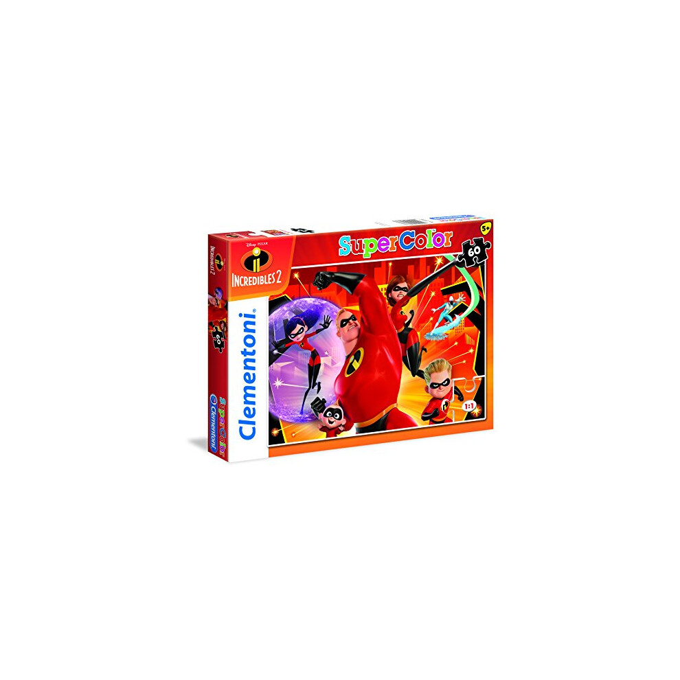 26987 Clementoni-26987-Supercolor-The Incredibles PiÃ¨ces 26987-Supercolor 2-60Â Pieces Puzzle, Multi-Coloured