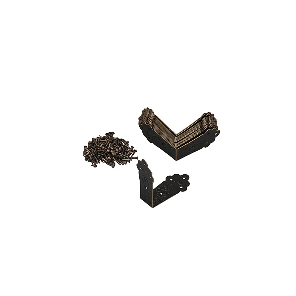 20Pcs Metal Vintage Embossing Decorative Chest Case Box Table Leg Corner Guard Edge Cover Brackets Bronze Tone 6930584295728