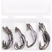 25pcs/Box Weighted Fishing Hook with Spring Lock, Soft Plastic Worm Swimbait Hook for Freshwater Saltwater Redfish, Snook