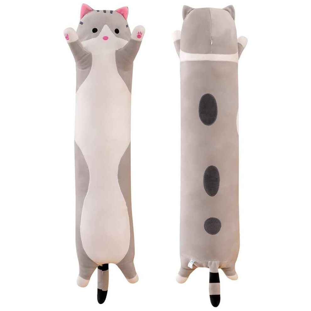 Long Cat Plush Sleeping Pillow, Cute Soft Long Cat Plush Toy, for Boys and Girls (19.7 inches grey)