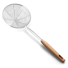 Strainer Skimmer Spoons,Spider Skimmer Ladle for Cooking and Frying, Cooking Utensils Strainer with Wooden Handle, Wire Skimmer Strainer Slotted Spoon