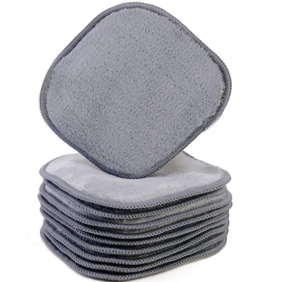 Premium Hypoallergenic Chemical Free Microfibre Fleece Makeup Remover and Facial Cleansing Cloth (13x13 cm, 10 Gray Cloths)