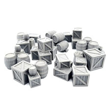QP3D - Crates and Barrels Scatter Terrain - Fantasy Wooden Chest Merchant Goods for Tabletop Scenery & RPG 28-32mm Miniatures Wargame Props DnD D&D,
