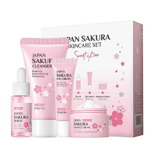 Skin Daily Skincare Set Gentle Skin Cleaning & Care Teenage Girls and Women Gift Set Includes Cleanser Serum Essence Eye Cream (4PCS)
