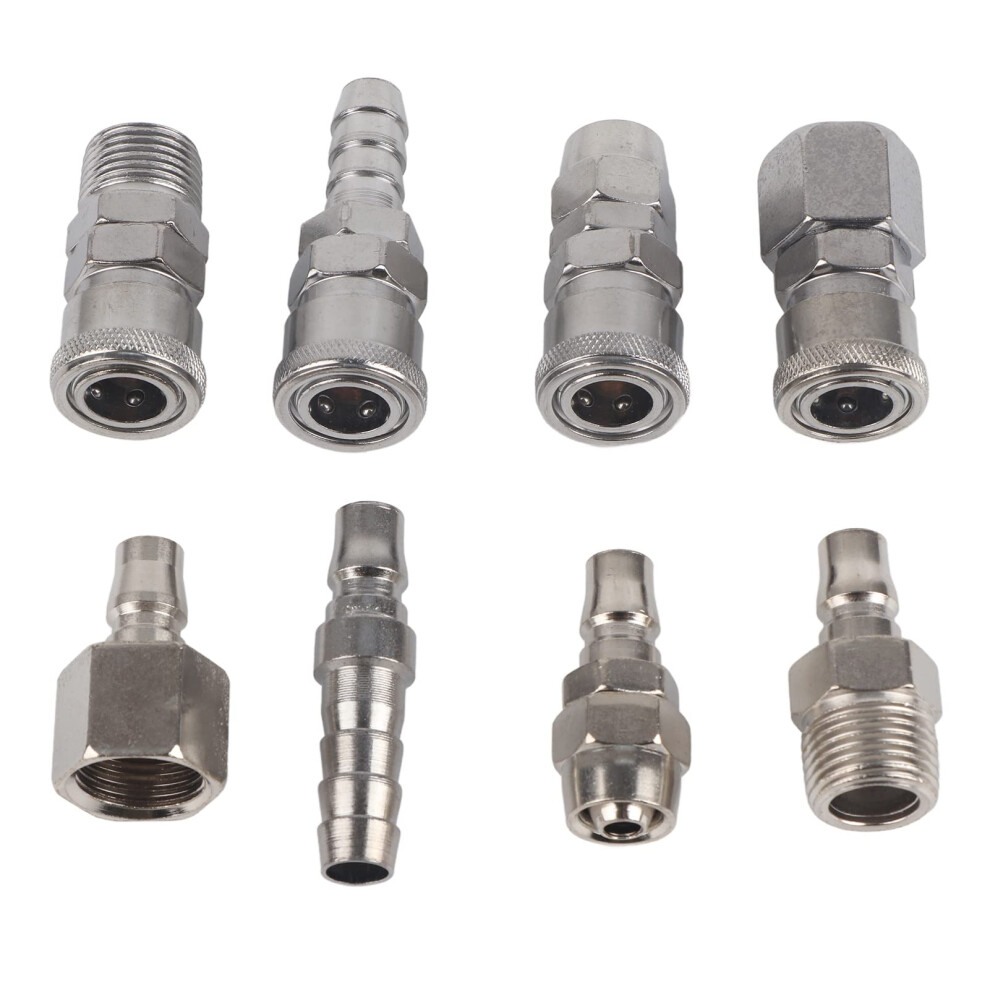 8Pcs Air Hoses Quick Coupling 1/2" Bsp Fittings Coupler Connectors Hose Compressor Air Pneumatic Plug Female Male Thread 757686140772