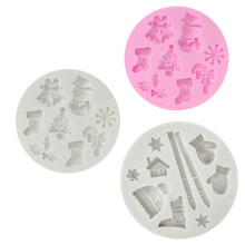 3 Pcs Fondant Silicone Molds, VEINARDYL 26 Cavity 3D Christmas Sugar Craft Cake Decoration Cupcake Topper Crafting Projects Gum Paste Resin Polymer