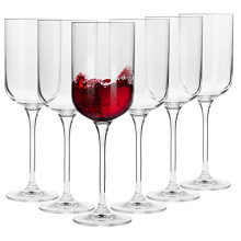 Large Red Wine Glasses | Set of 6 | 350 ML | Glamour Collection | Big Square Wine Glasses, White Wine Tasting Set | Perfect for Home, Restaurants and