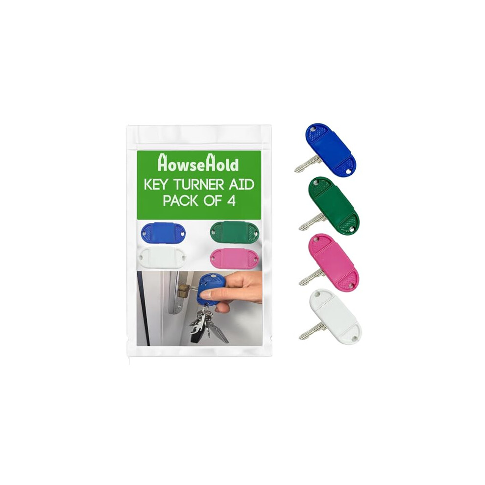 Howsehold Key Turner For Arthritis Pack Of 4 Easier To Grip And Turn Keys Aid For Arthritis Ms Parkinsons And For Weak Or Elderly Hands (4 Colours)