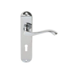 - Capri Contemporary Design Lever Door Handle - 1 Pair - Polished Chrome - 180 x 40mm - Locking Door Handle