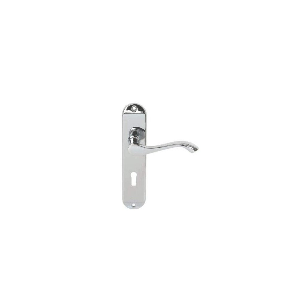 Capri Contemporary Design Lever Door Handle - 1 Pair - Polished Chrome - 180 X 40Mm - Locking Door Handle 5034344000117