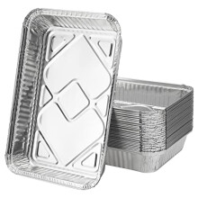 25-Pack Large Aluminium Tin Foil Trays 31x20x5 cm (2250 ml) for BBQ, Baking, Roasting, Broiling - Sturdy & Stackable