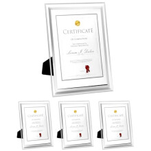 2 Pack A4 Glass Photo Frame Certificate Frame Freestanding or Wall Mounting for Displaying Family Photos Pictures Certificates and more (Silver)