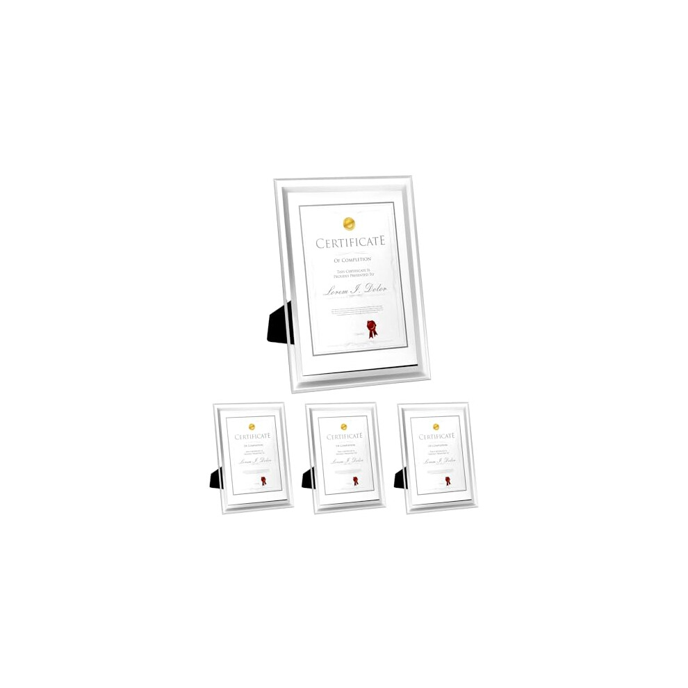 2 Pack A4 Glass Photo Frame Certificate Frame Freestanding or Wall Mounting for Displaying Family Photos Pictures Certificates and more (Silver)