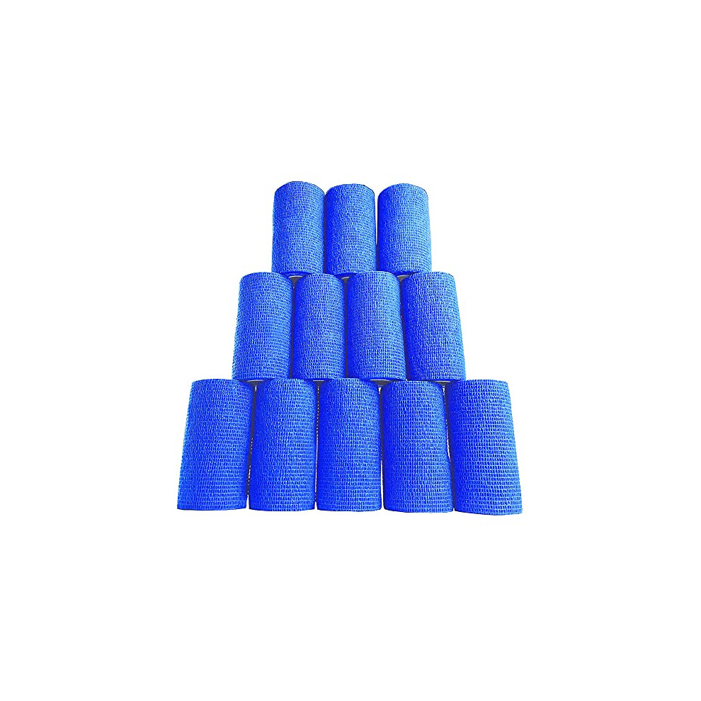 Inksafe Blue Self Adherent Cohesive Bandages 10Cm X 4.5M Box Of 12 - Uses Include Vet Wrap, Tape For Human Wrist And Ankle Sprains And Sports Injuries