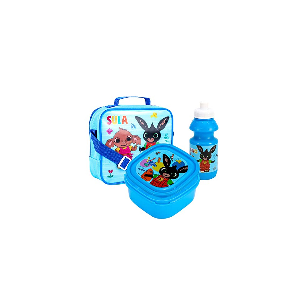 Bing Insulated 3 Piece Lunch Bag, Sandwich Box & Bottle Set for School & Travel