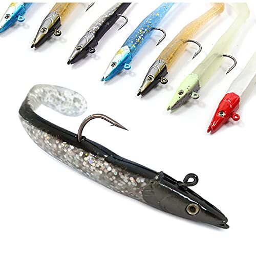 10Pcs Soft Fishing Lures Jig Head with T Tail Soft Fish Baits 11CM 18.5g