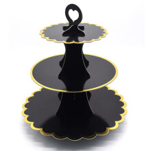 3-Tier Cardboard Cupcake Stand, Disposable Cupcake Display Tower Stand for Holiday Wedding Birthday Party Black