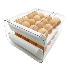 WAIZHIUA 32 Grid Egg Holder Storage Container Clear Double-Layer Kitchen Fridge Egg Drawer Boxes Plastic Egg Basket Organiser for Refrigerator