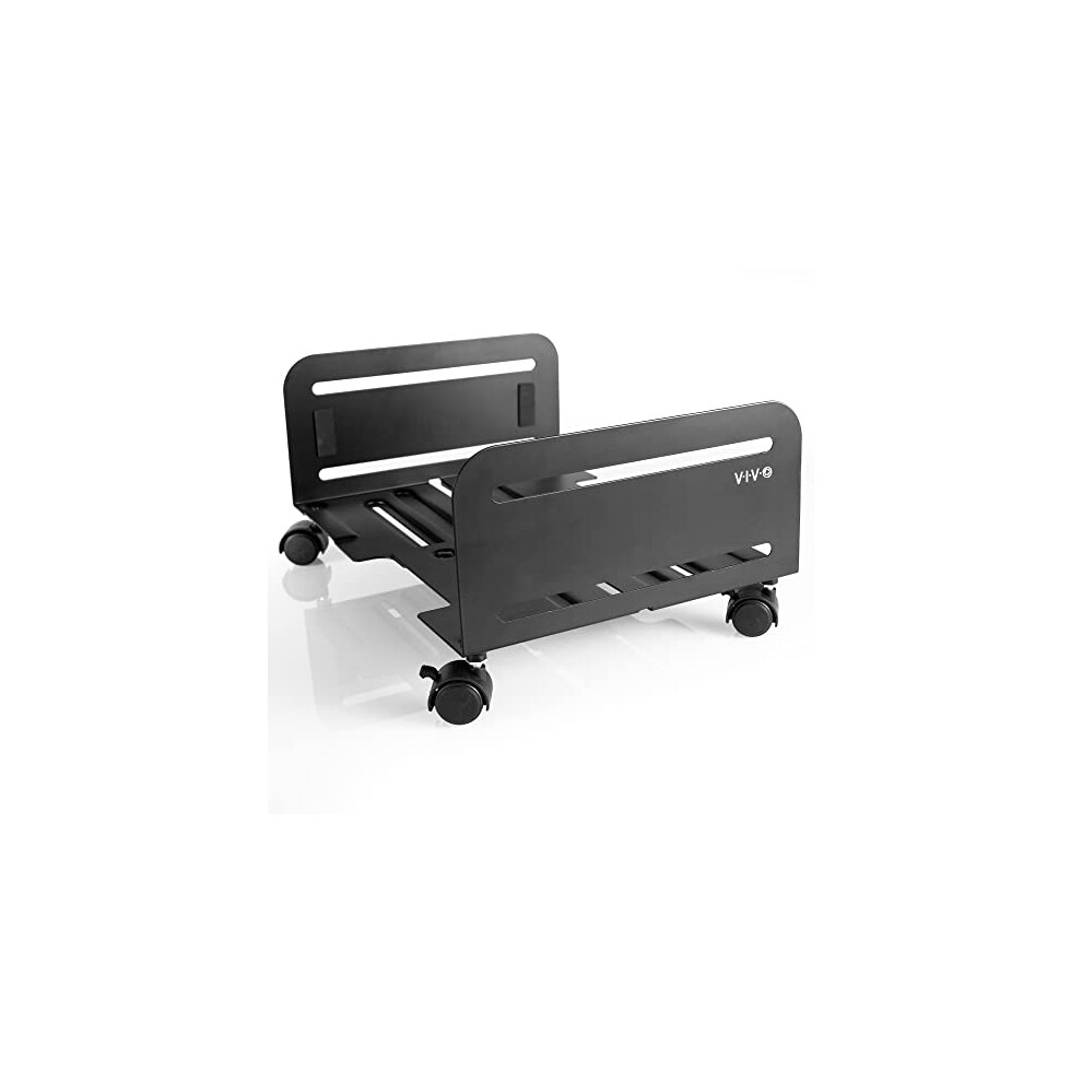 Large Computer Tower Desktop ATX-Case, CPU Steel Rolling Stand, 7.8 to 14 inch Wide Adjustable Mobile Cart Holder with Locking Caster Wheels, Gaming
