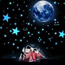 Glow in The Dark Stars, Luminous Fluorescent Stars Moon Wall Sticker Kids Room Stars Dot Decoration