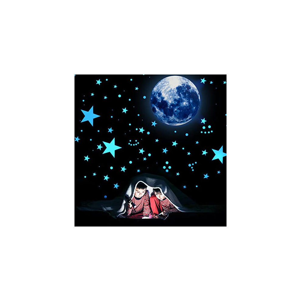 Glow In The Stars, Luminous Fluorescent Stars Moon Wall Sticker Kids Room Stars Dot Decoration Dark Gwawg