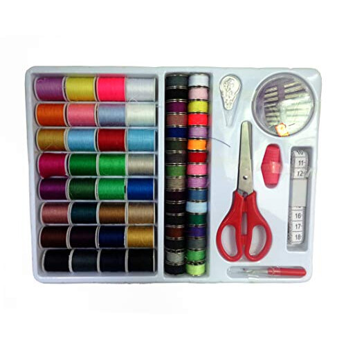 Sewing Tool Kit 100 in1 Assorted Sewing Threads with Bobbins Thread Spools Sewing Kit Accessories for Basic Sewing Machine Emergency and Travel