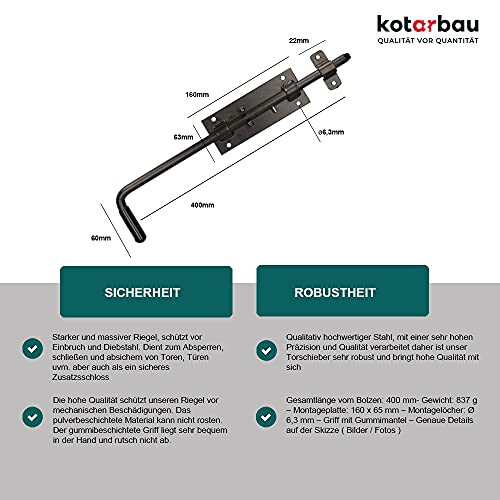 5907465912396 Bolt Latch, Black, 400 mm 1