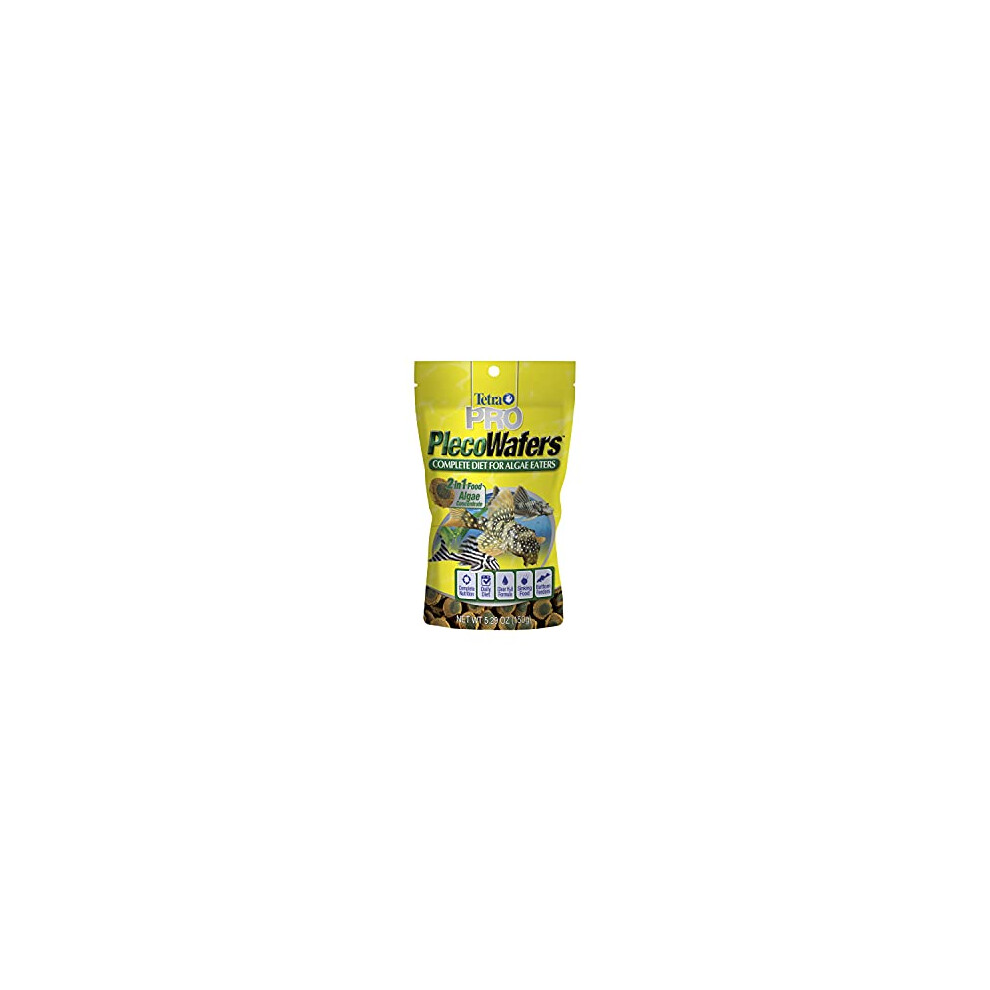 PRO PlecoWafers 5.29 Ounces, Nutritionally Balanced Vegetarian Fish Food for Bottom Feeders, Concentrated Algae Center