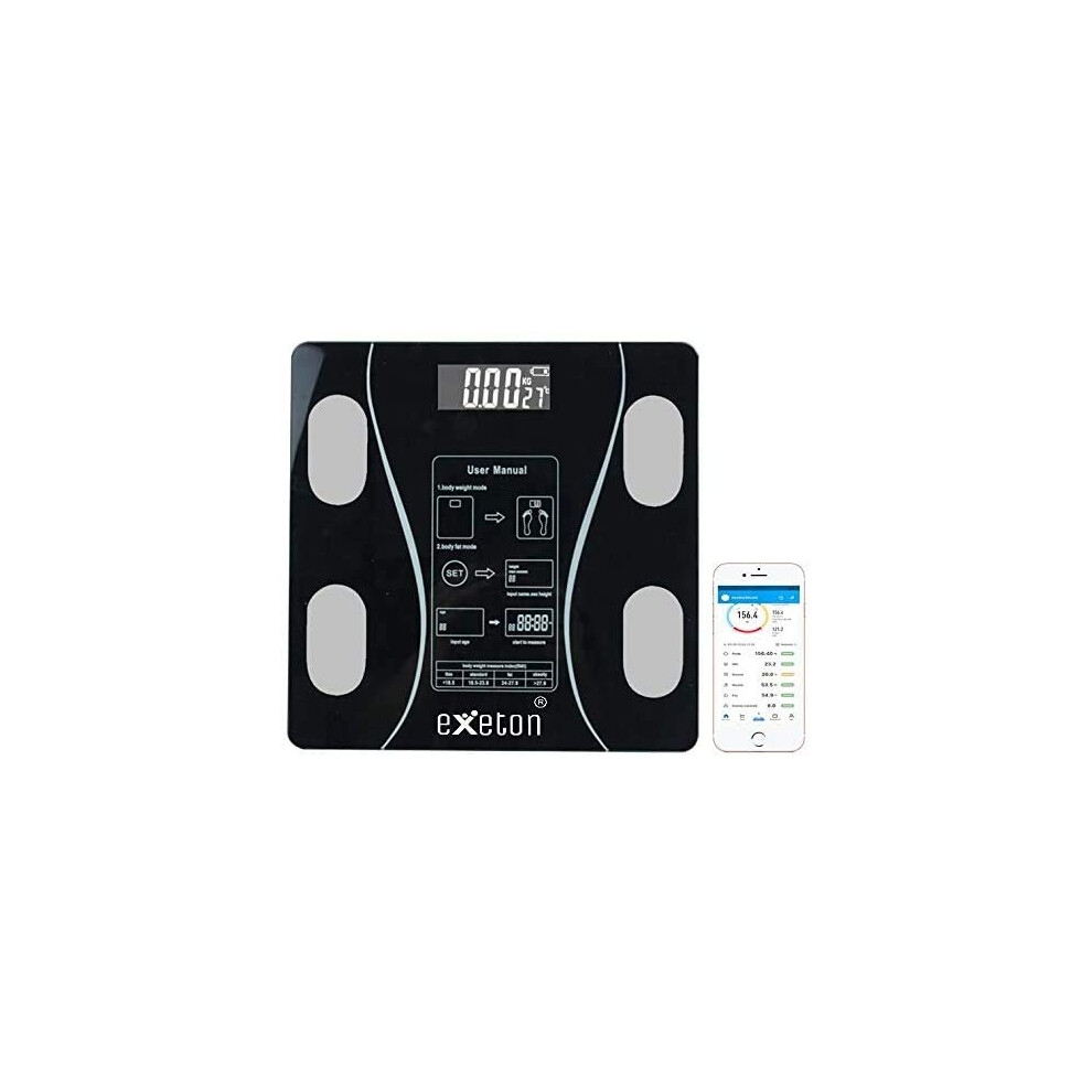 Uni Instrumed Black Smart Bluetooth Body Weighing Scale, Body Fat Scale, Bmi Weighing Scales, Body Composition Analyzer (Black)