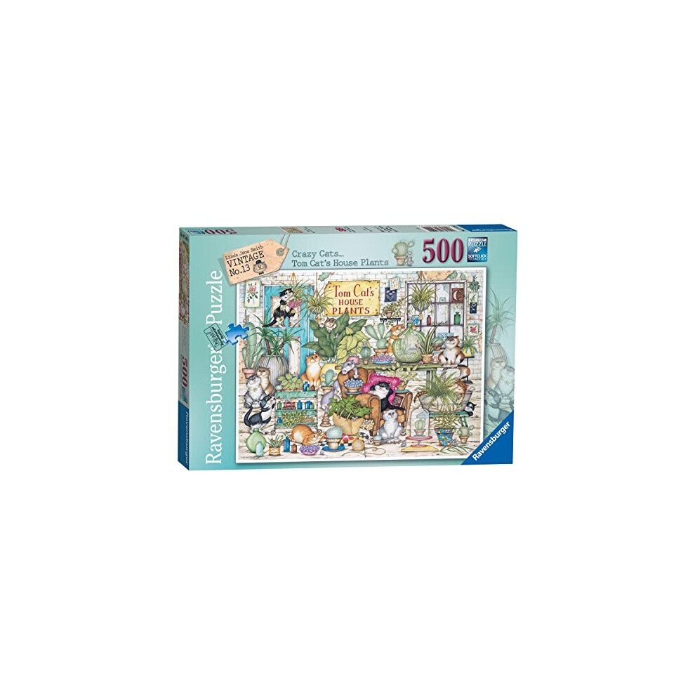 Crazy Cats - Tom Cat's House Plants 500 Piece Jigsaw Puzzle For Adults And Kids Age 10 Years Up