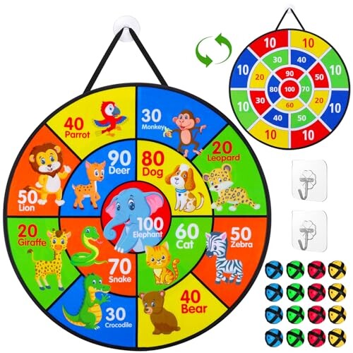Double Sided Dart Board 29 Inch With 12 Sticky Balls - Indoor/Outdoor Target Game For Kids - Party Games For Boys And Girls Ages 3-12 | Buy Now With Express International Delivery