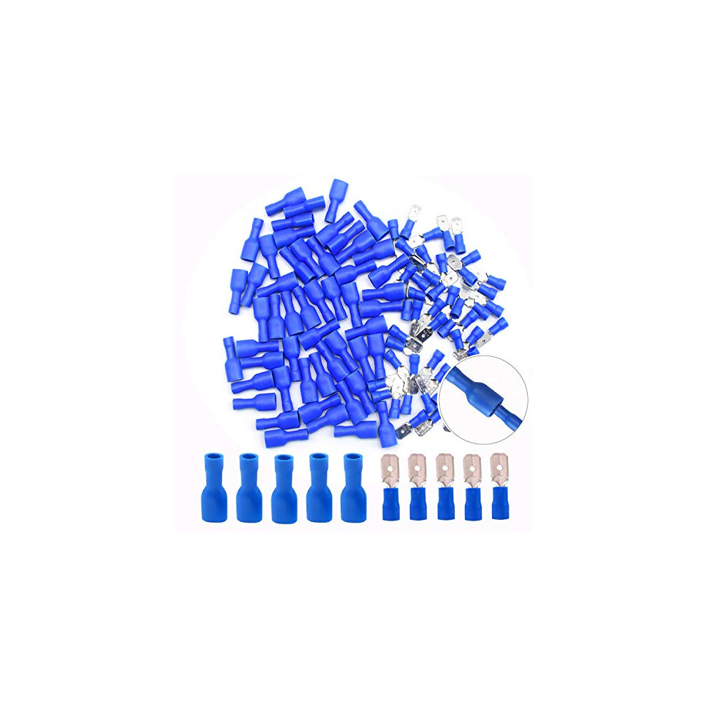 100Pcs Of Blue Insulated Female Male Spade Connector Quick Splice Wire Terminals Wire Crimp Connectors Ï¼Psl) 750466311966