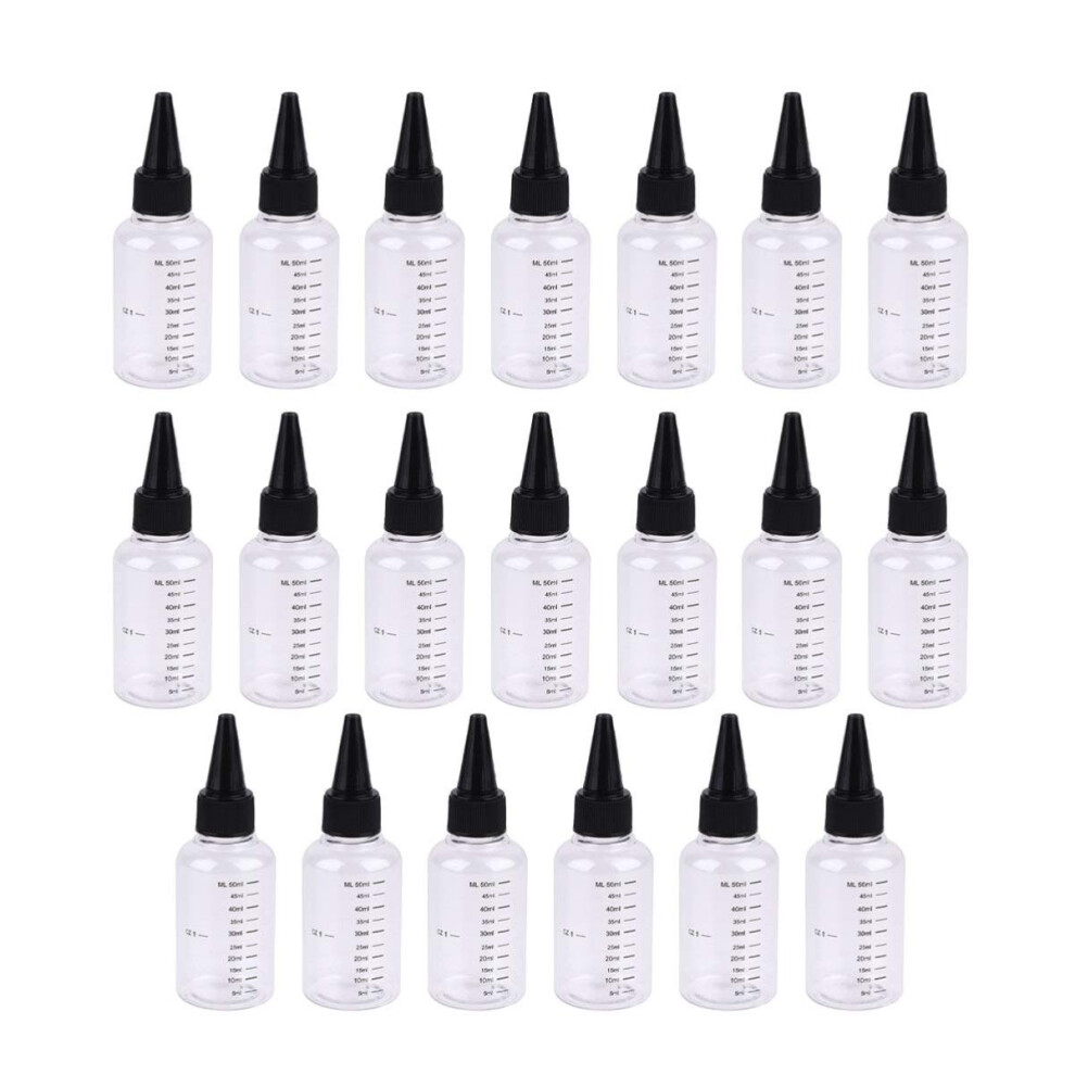 20pcs Plastic Small Squeeze Bottles with Twist On Cap Lids for Sauce Condiments Dressing Paint Olive Oil BBQ 60ML