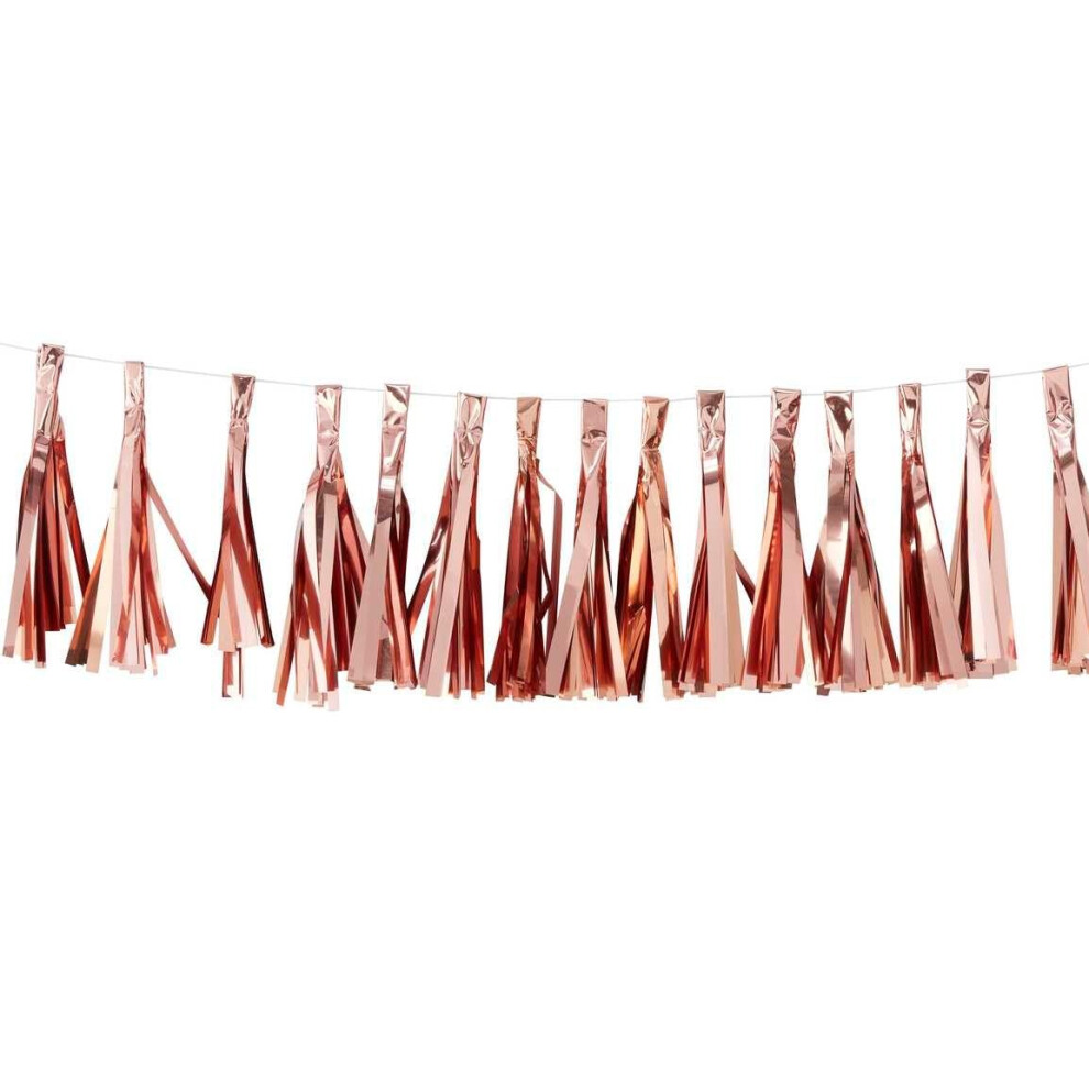 Rose Gold Foiled Tassel Garland Party Decoration 2 Meters, Pink