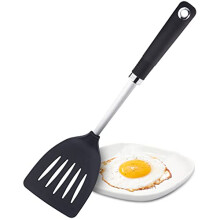 Sabatier Professional Nylon Slotted Turner - Non-Scratch Spatula for Non-Stick Pans. Stainless Steel Construction & Soft Grip Handle. Burger Flipper,
