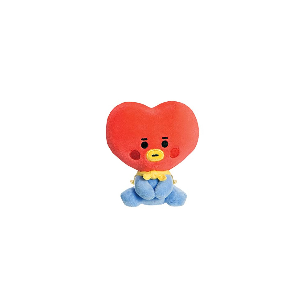 - BT21 Official Merchandise, Baby TATA Sitting Doll 5In, Soft Toy, Blue and Red, Blue & Red