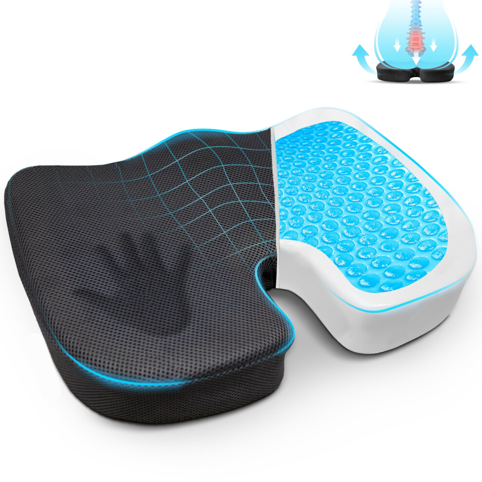 Coccyx Cushion | Memory Foam Pain Relief Cushion for Back Support | Sciatica Tailbone Pain Relief | Anti-Slip Gel Orthopaedic Ergonomic Cushions for